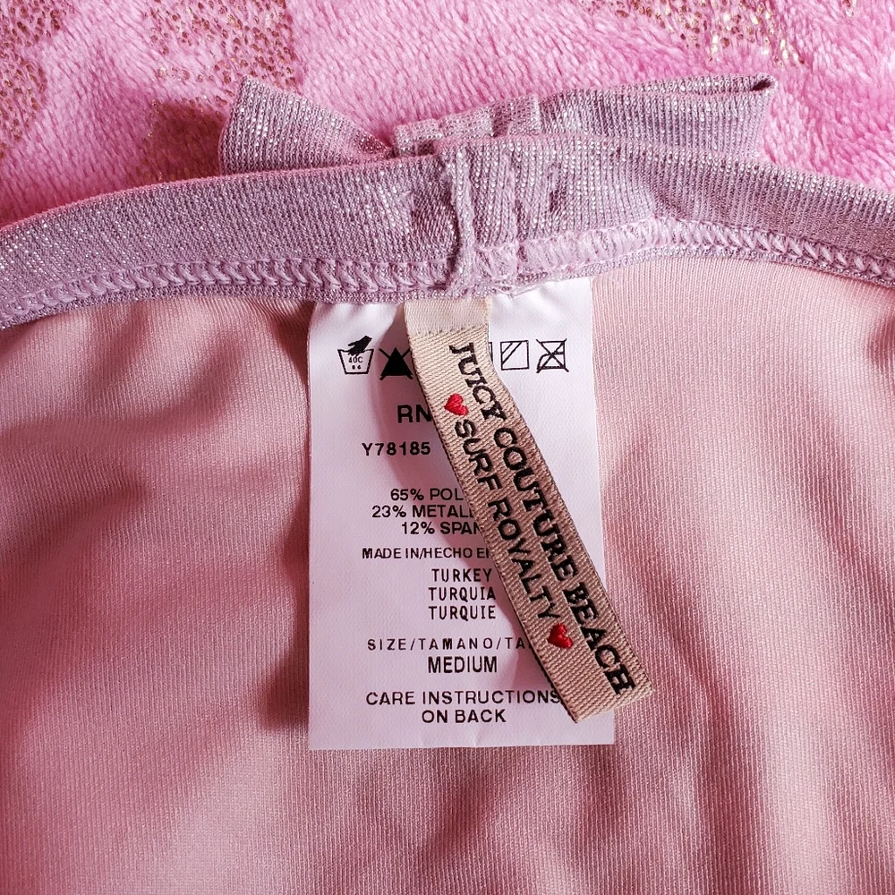 juicy couture pink and silver glitter swim bottoms, NWT - Picture 3 of 3